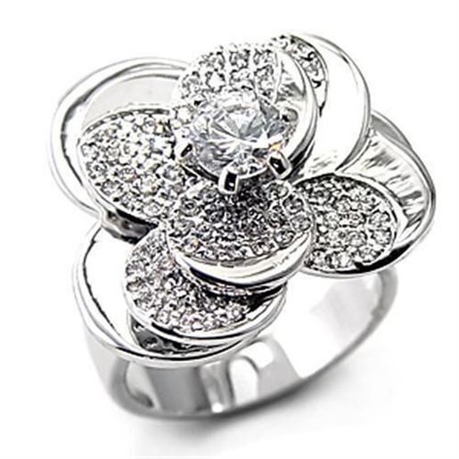 Picture of 7X184 - 925 Sterling Silver Ring Rhodium Women AAA Grade CZ Clear