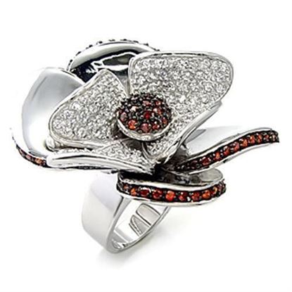 Picture of 7X191 - 925 Sterling Silver Ring Rhodium + Ruthenium Women AAA Grade CZ Garnet