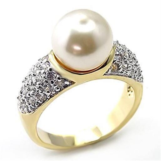 Picture of 7X203 - 925 Sterling Silver Ring Gold+Rhodium Women Synthetic White