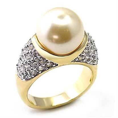 Picture of 7X216 - 925 Sterling Silver Ring Gold+Rhodium Women Synthetic White