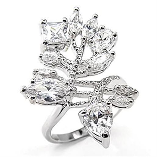 Picture of 7X241 - 925 Sterling Silver Ring Rhodium Women AAA Grade CZ Clear