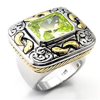 Picture of 7X244 - 925 Sterling Silver Ring Reverse Two-Tone Women AAA Grade CZ Apple Green color