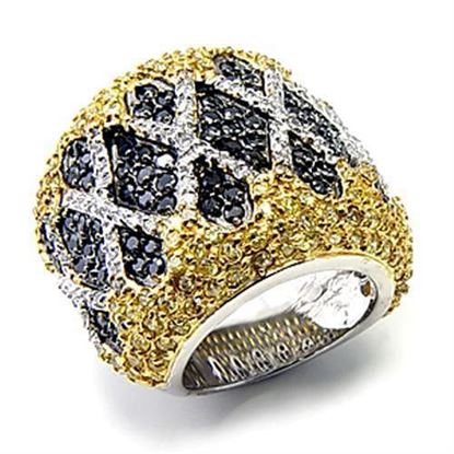 Picture of 7X309 - 925 Sterling Silver Ring Rhodium+Gold+ Ruthenium Women AAA Grade CZ Multi Color