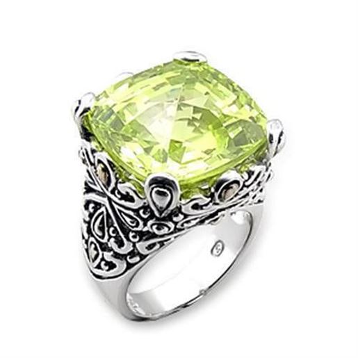 Picture of 7X314 - 925 Sterling Silver Ring Reverse Two-Tone Women AAA Grade CZ Apple Green color