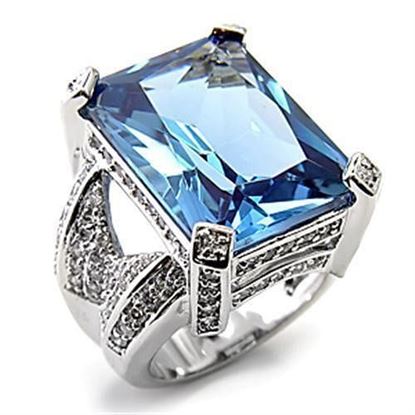 Picture of 7X315 - 925 Sterling Silver Ring Rhodium Women AAA Grade CZ London Blue