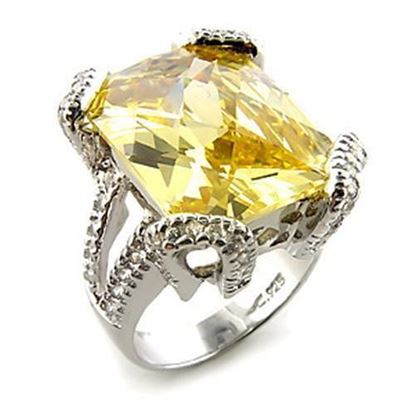 Picture of 7X364 - 925 Sterling Silver Ring Rhodium Women AAA Grade CZ Citrine Yellow