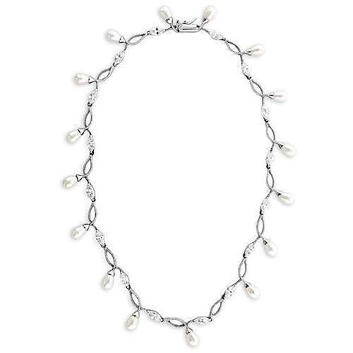 Picture of 7X420 - 925 Sterling Silver Necklace Rhodium Women Synthetic White