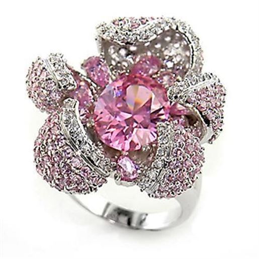 Picture of 80316 - Brass Ring Rhodium Women AAA Grade CZ Rose