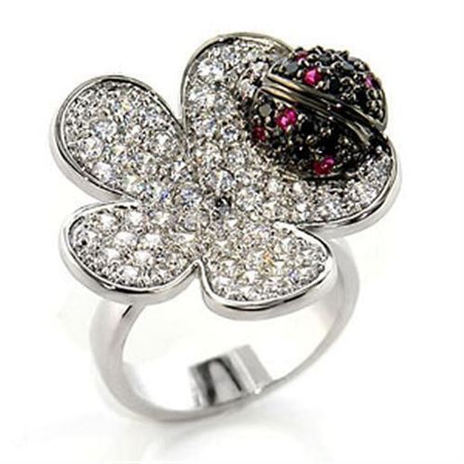 Picture of 80507 - Brass Ring Rhodium + Ruthenium Women AAA Grade CZ Multi Color