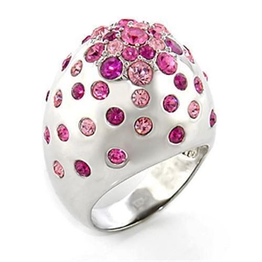 Picture of 80602 - Brass Ring Rhodium Women Top Grade Crystal Multi Color