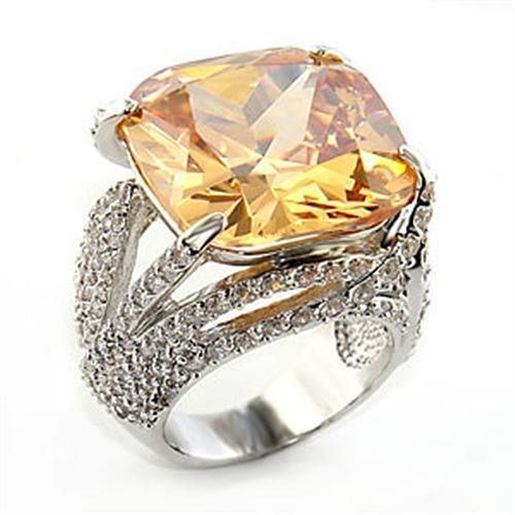 Picture of 80607 - Brass Ring Rhodium Women AAA Grade CZ Champagne