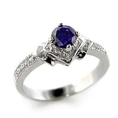 Picture of 8X006 - 925 Sterling Silver Ring Rhodium Women AAA Grade CZ Tanzanite