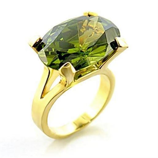 Picture of 8X101 - Brass Ring Gold Women AAA Grade CZ Olivine color