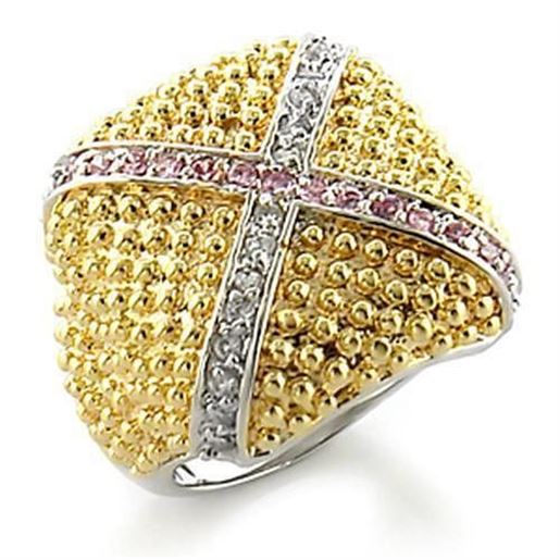 Picture of 8X144 - Brass Ring Gold+Rhodium Women AAA Grade CZ Rose