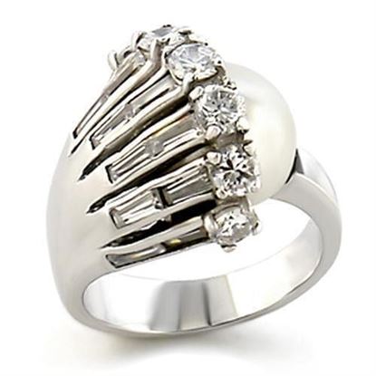 Picture of 9W010 - Brass Ring Rhodium Women Synthetic White