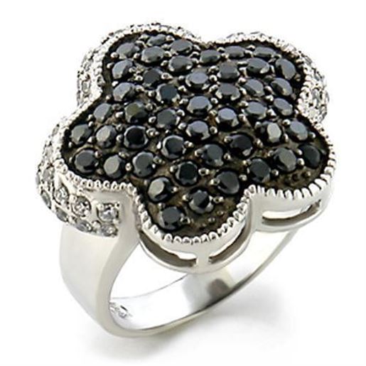 Picture of 9W099 - Brass Ring Rhodium + Ruthenium Women AAA Grade CZ Jet