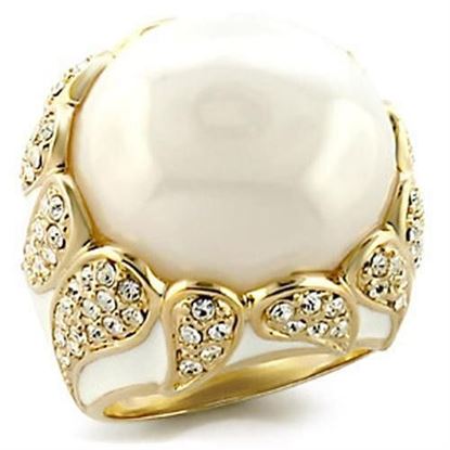 Picture of 9W183 - Brass Ring Gold Women Milky CZ White