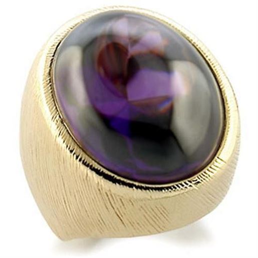 Picture of 9W186 - Brass Ring Gold Women AAA Grade CZ Amethyst