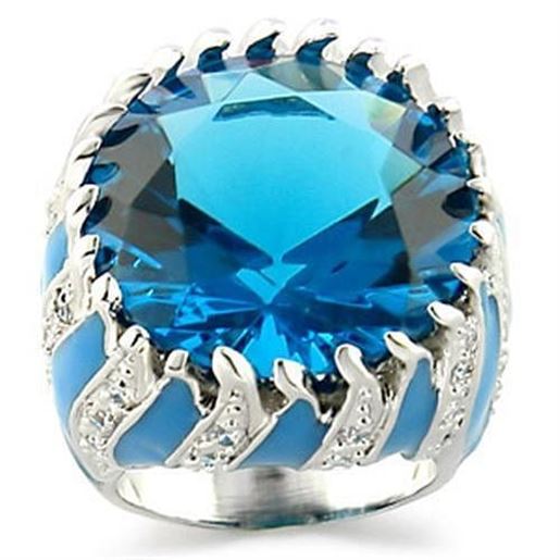 Picture of 9W189 - Brass Ring Rhodium Women Synthetic Sea Blue