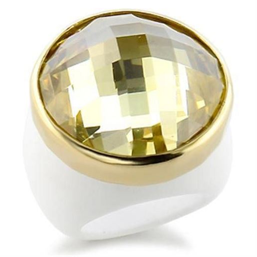 Picture of 9W193 - Brass Ring Gold Women AAA Grade CZ Citrine Yellow