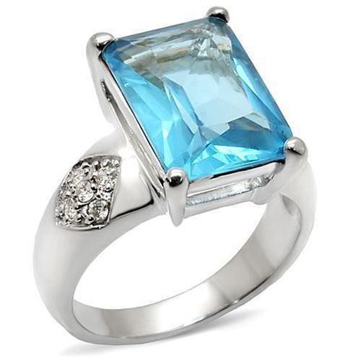 Picture of 9X012 - Brass Ring Rhodium Women Synthetic Sea Blue