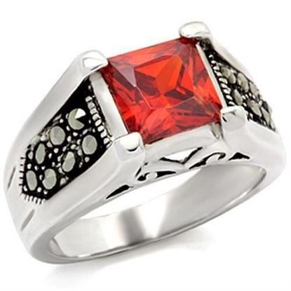 Picture of 9X019 - 925 Sterling Silver Ring Antique Tone Women AAA Grade CZ Garnet