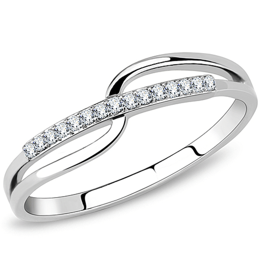 Picture of DA045 - Stainless Steel Ring High polished (no plating) Women AAA Grade CZ Clear