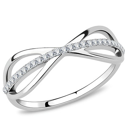 Picture of DA046 - Stainless Steel Ring High polished (no plating) Women AAA Grade CZ Clear