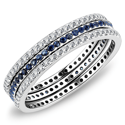 Picture of DA066 - Stainless Steel Ring High polished (no plating) Women AAA Grade CZ London Blue