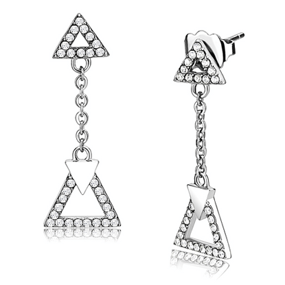 Picture of DA068 - Stainless Steel Earrings High polished (no plating) Women AAA Grade CZ Clear