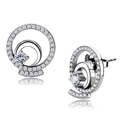 Picture of DA069 - Stainless Steel Earrings High polished (no plating) Women AAA Grade CZ Clear