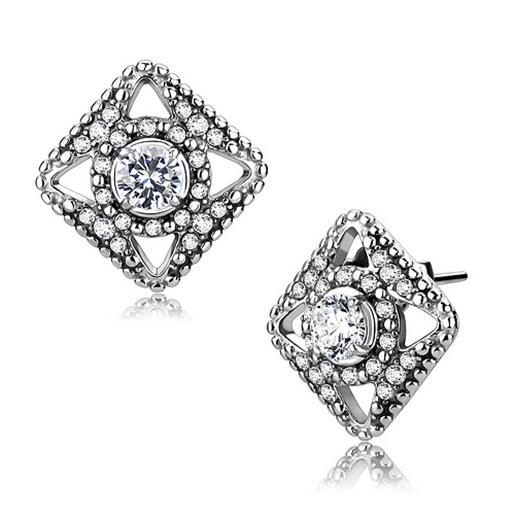 Picture of DA072 - Stainless Steel Earrings High polished (no plating) Women AAA Grade CZ Clear