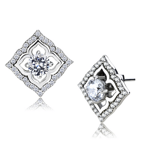 Picture of DA073 - Stainless Steel Earrings High polished (no plating) Women AAA Grade CZ Clear