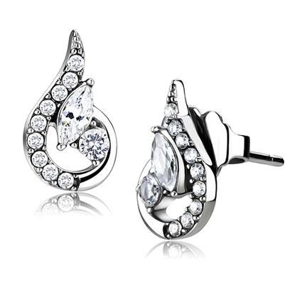 Picture of DA074 - Stainless Steel Earrings High polished (no plating) Women AAA Grade CZ Clear