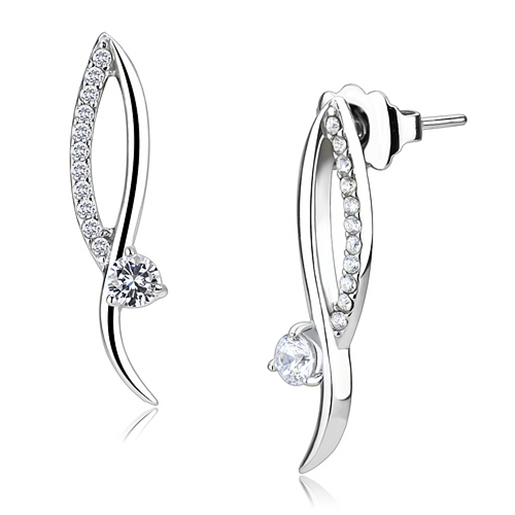 Picture of DA080 - Stainless Steel Earrings High polished (no plating) Women AAA Grade CZ Clear