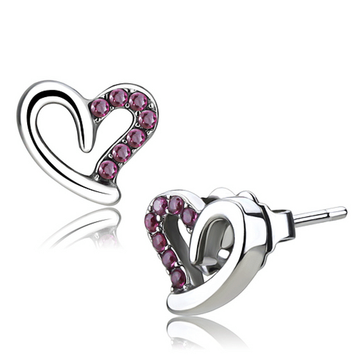 Picture of DA082 - Stainless Steel Earrings High polished (no plating) Women AAA Grade CZ Ruby