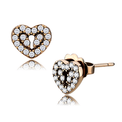 Picture of DA085 - Stainless Steel Earrings IP Rose Gold(Ion Plating) Women AAA Grade CZ Clear