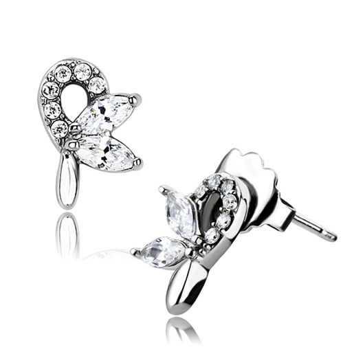 Picture of DA087 - Stainless Steel Earrings High polished (no plating) Women AAA Grade CZ Clear