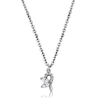 Picture of DA088 - Stainless Steel Chain Pendant High polished (no plating) Women AAA Grade CZ Clear