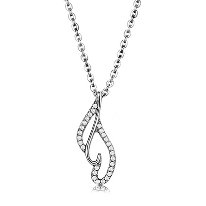 Picture of DA089 - Stainless Steel Chain Pendant High polished (no plating) Women AAA Grade CZ Clear