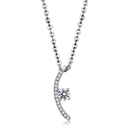 Picture of DA092 - Stainless Steel Chain Pendant High polished (no plating) Women AAA Grade CZ Clear