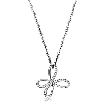 Picture of DA093 - Stainless Steel Chain Pendant High polished (no plating) Women AAA Grade CZ Clear