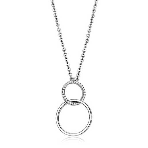 Picture of DA097 - Stainless Steel Chain Pendant High polished (no plating) Women AAA Grade CZ Clear