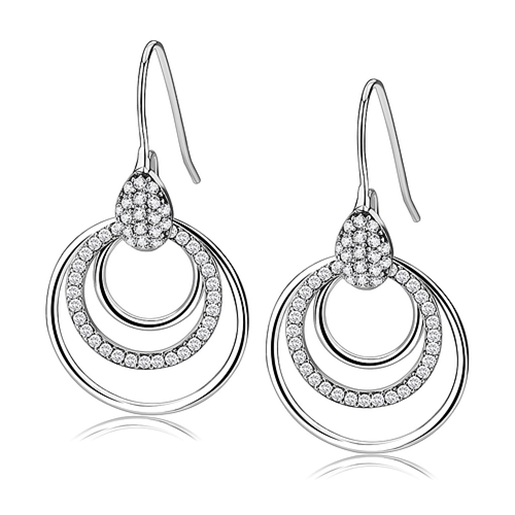 Picture of DA099 - Stainless Steel Earrings High polished (no plating) Women AAA Grade CZ Clear