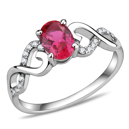 Picture of DA119 - Stainless Steel Ring High polished (no plating) Women AAA Grade CZ Ruby