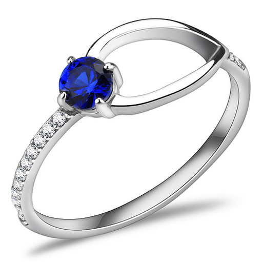 Picture of DA121 - Stainless Steel Ring High polished (no plating) Women AAA Grade CZ London Blue