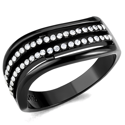 Picture of DA126 - Stainless Steel Ring IP Black(Ion Plating) Women AAA Grade CZ Clear