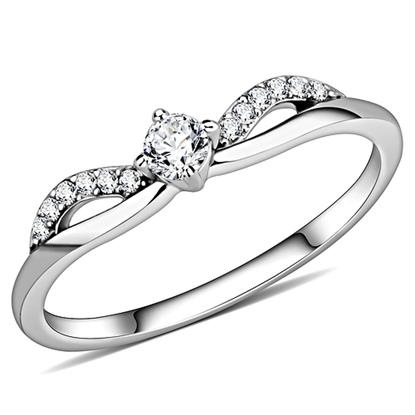 Picture of DA146 - Stainless Steel Ring High polished (no plating) Women AAA Grade CZ Clear