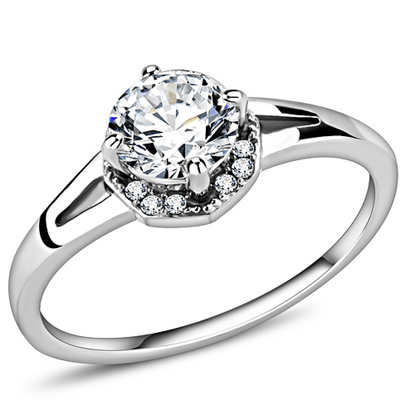 Picture of DA150 - Stainless Steel Ring High polished (no plating) Women AAA Grade CZ Clear