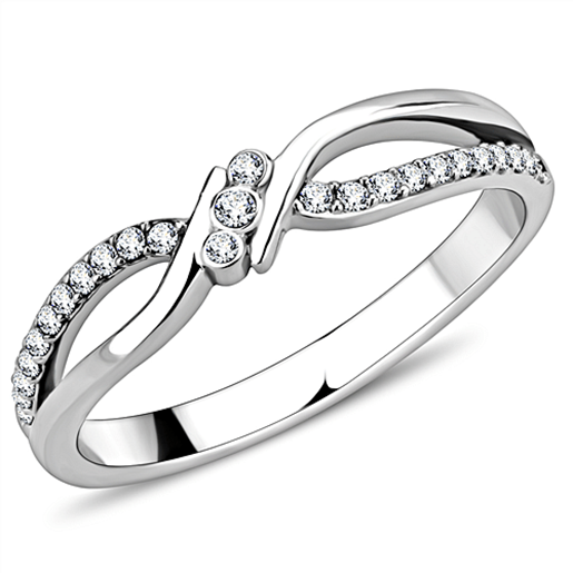 Picture of DA156 - Stainless Steel Ring High polished (no plating) Women AAA Grade CZ Clear